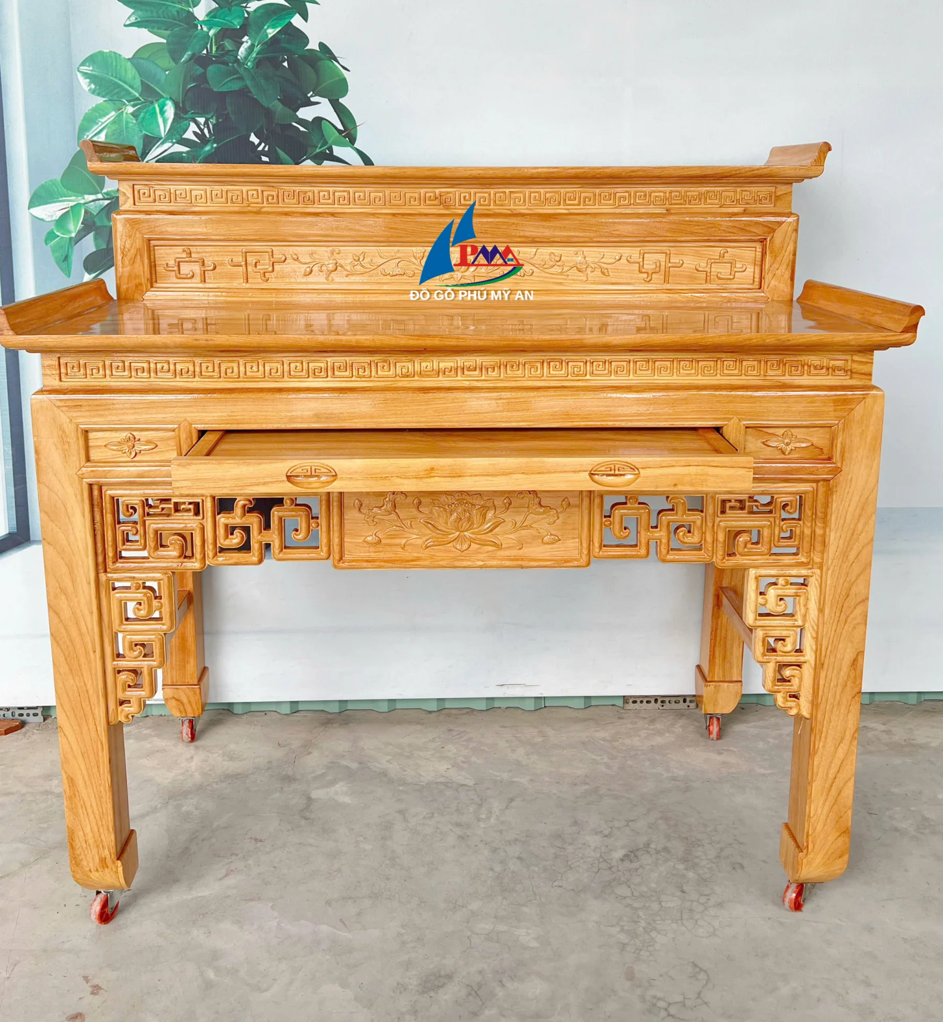 Án gian gỗ gõ sen lủng 1m53