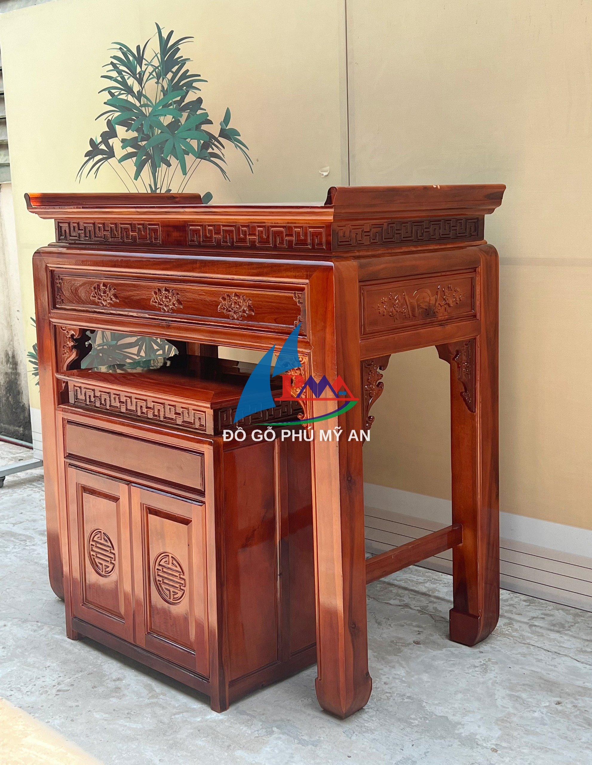 Án gian gỗ tràm 1m27+ tủ