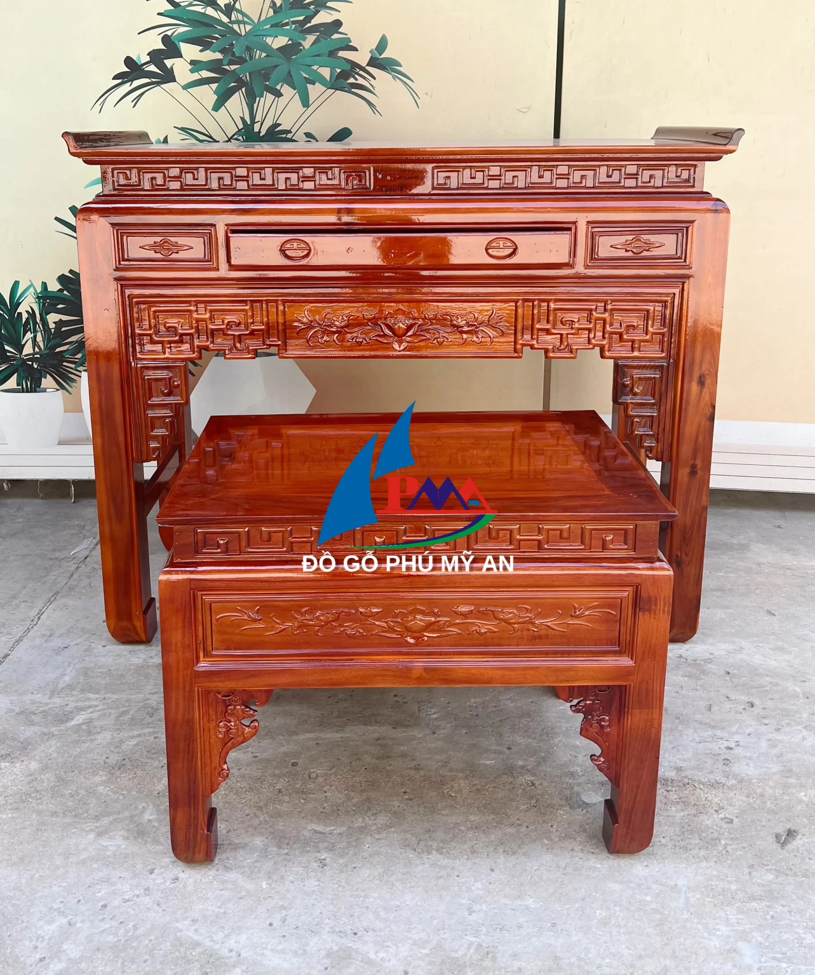 Án gian gỗ tràm 1m53+ bàn cơm