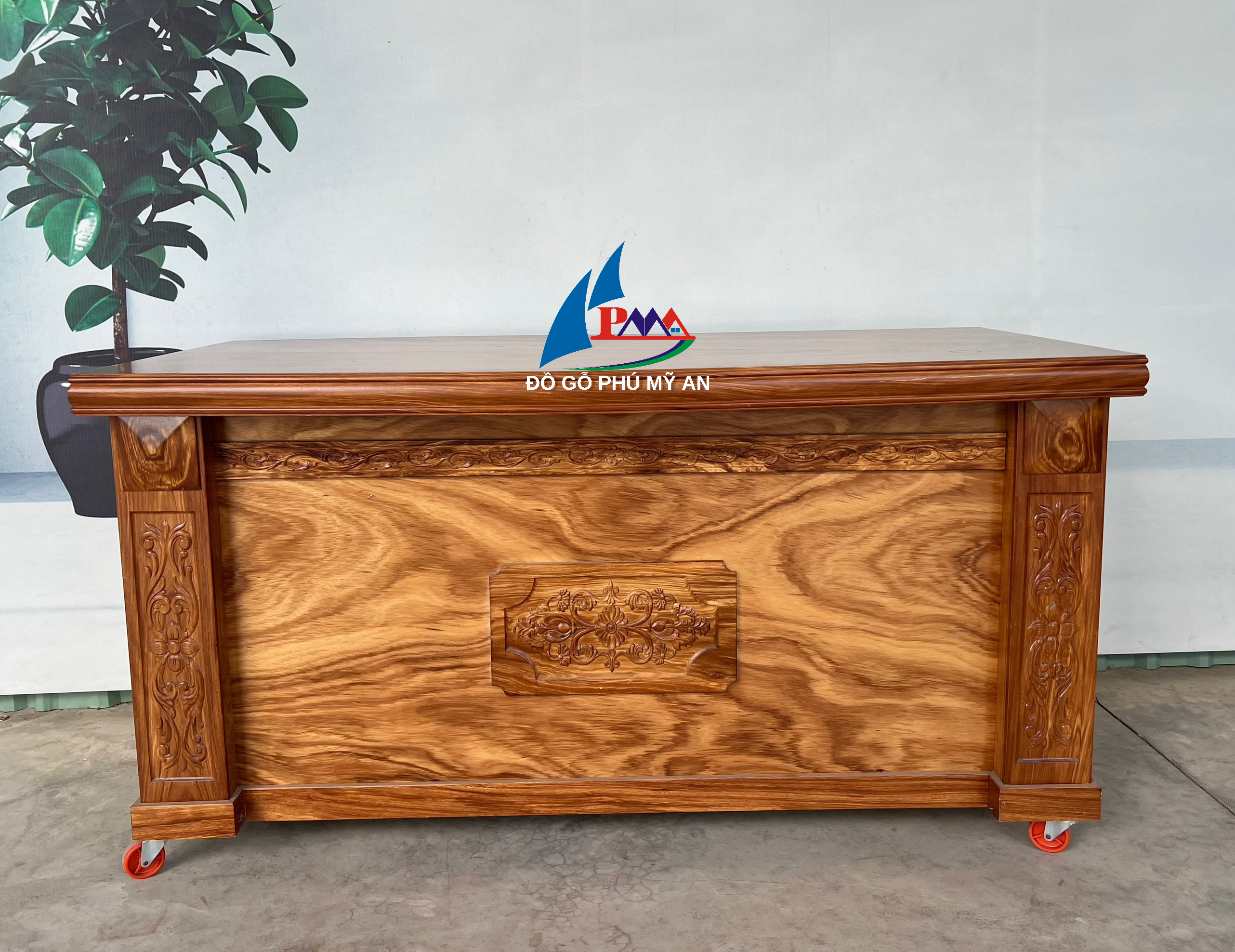 Bàn làm việc gỗ hương xám 1m4