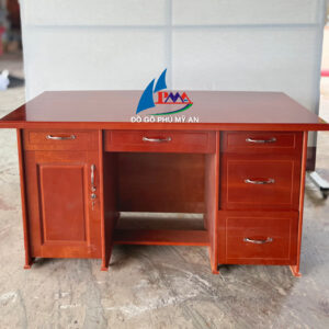 Bàn làm việc gỗ ghép phủ xoan 1m4