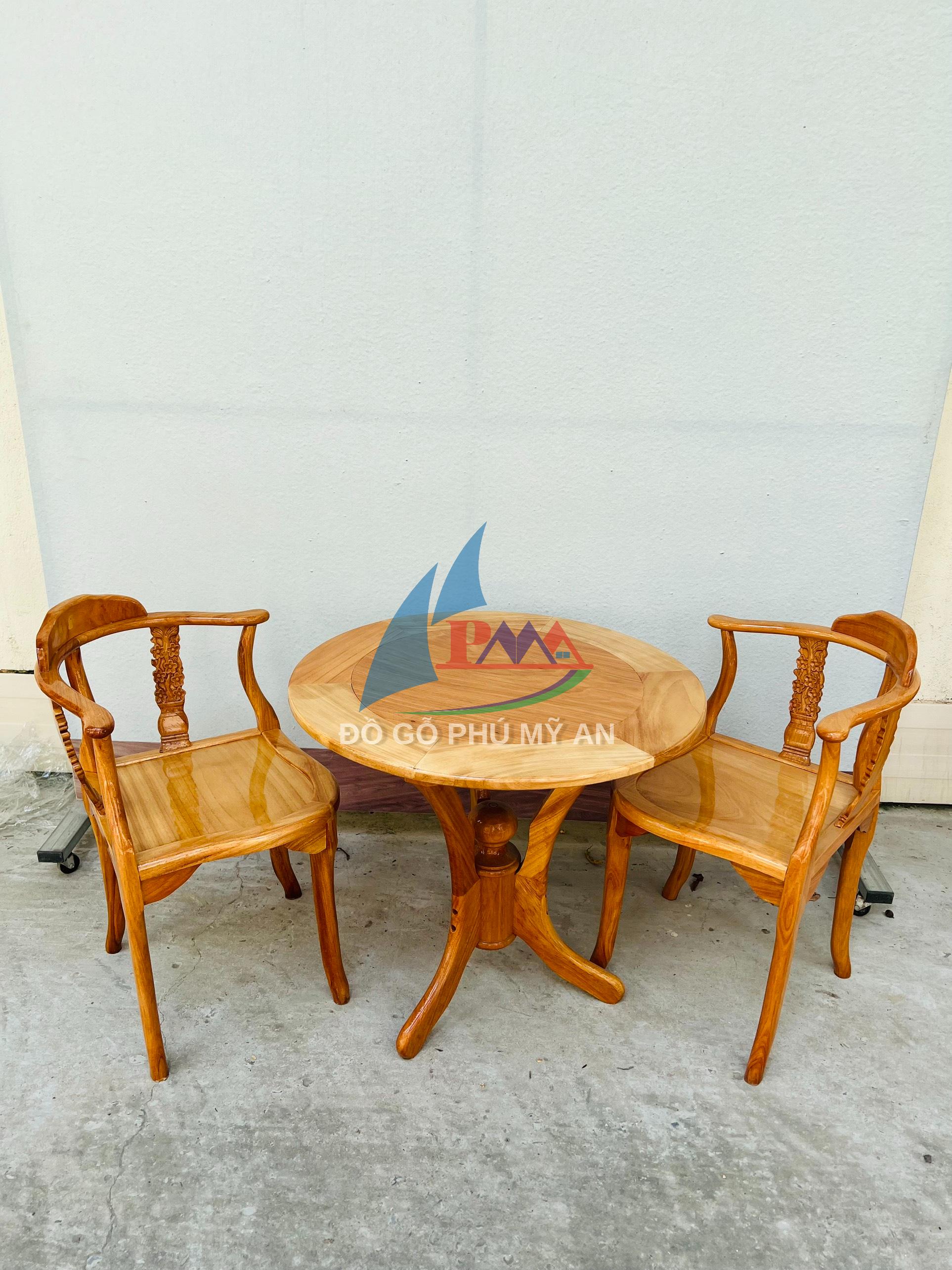 Bộ bàn trà gõ 2 ghế