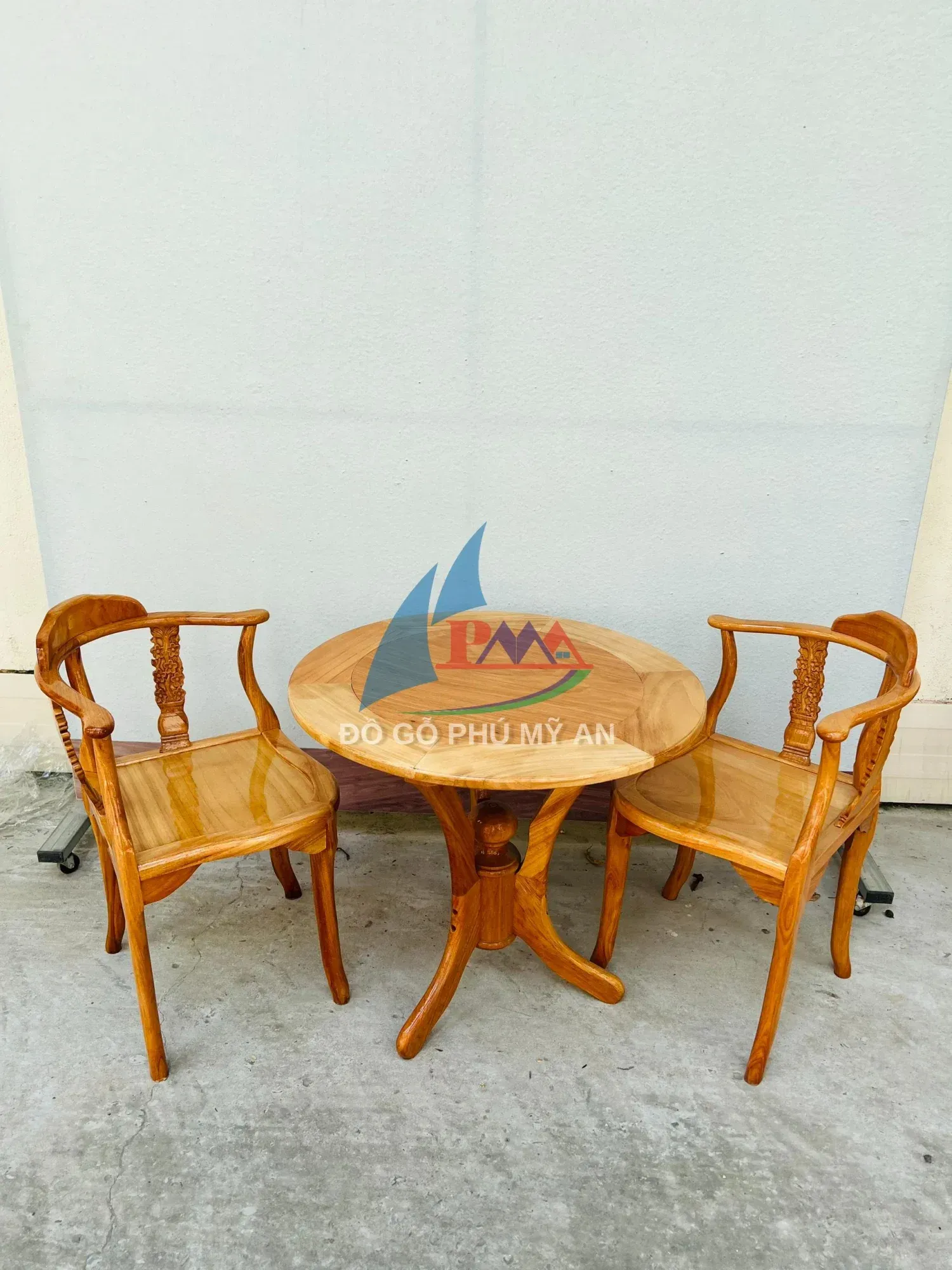 Bộ bàn trà gõ 2 ghế