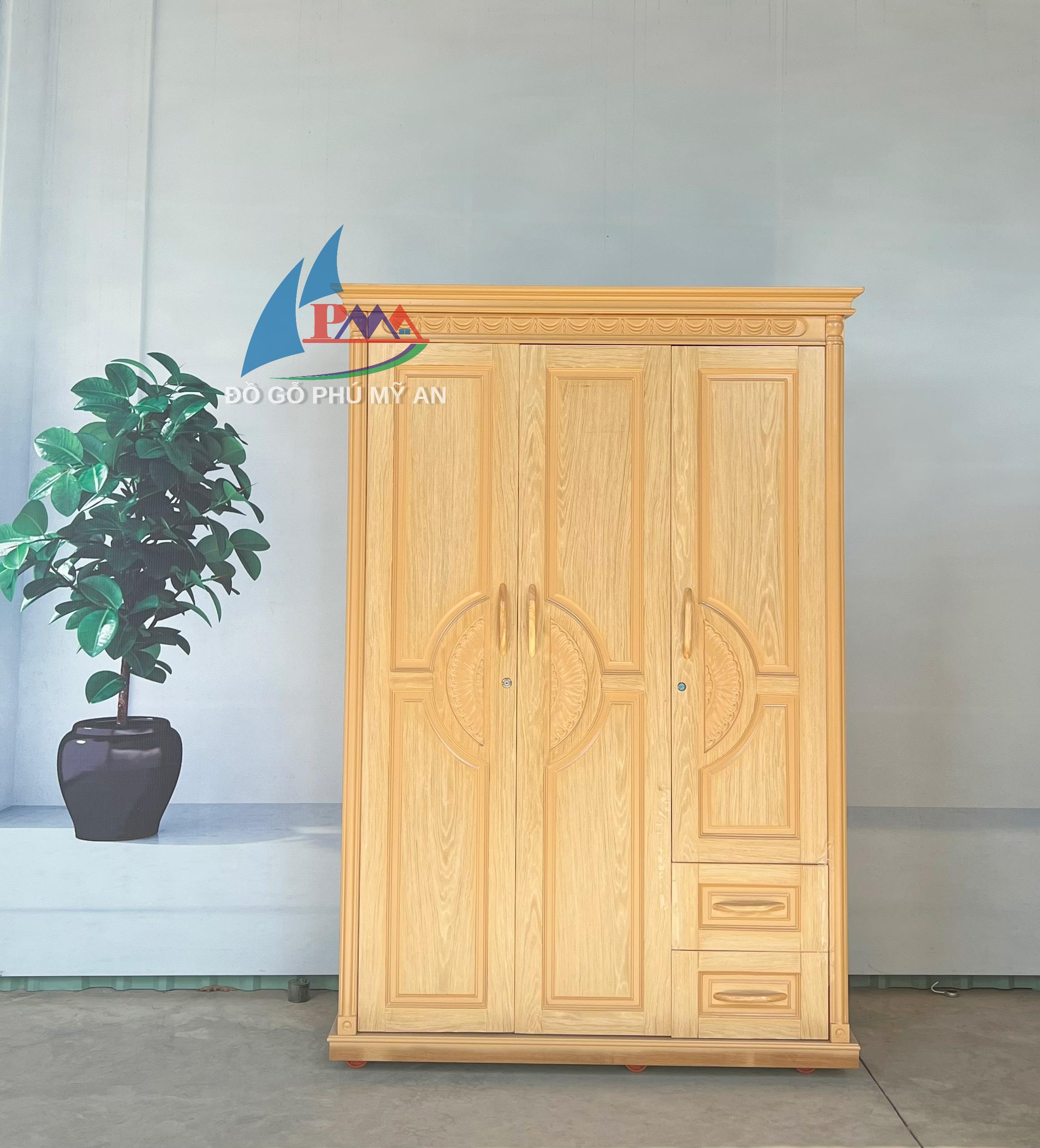 Tủ áo gỗ ghép phủ sồi 1m4