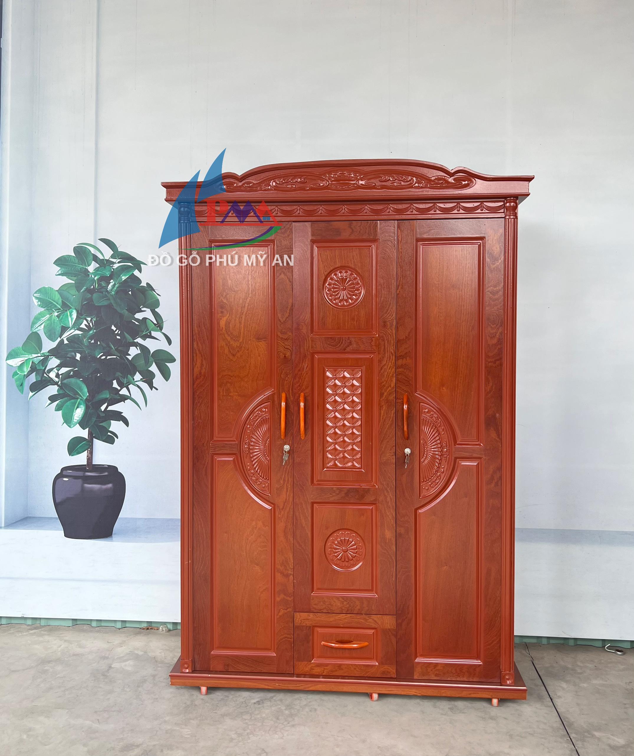 Tủ áo gỗ ghép phủ xoan 1m6