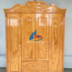 Tủ quần áo gỗ gõ đỏ 4 cánh