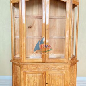 Tủ rượu gỗ gõ lục giác chân quỳ 1m2