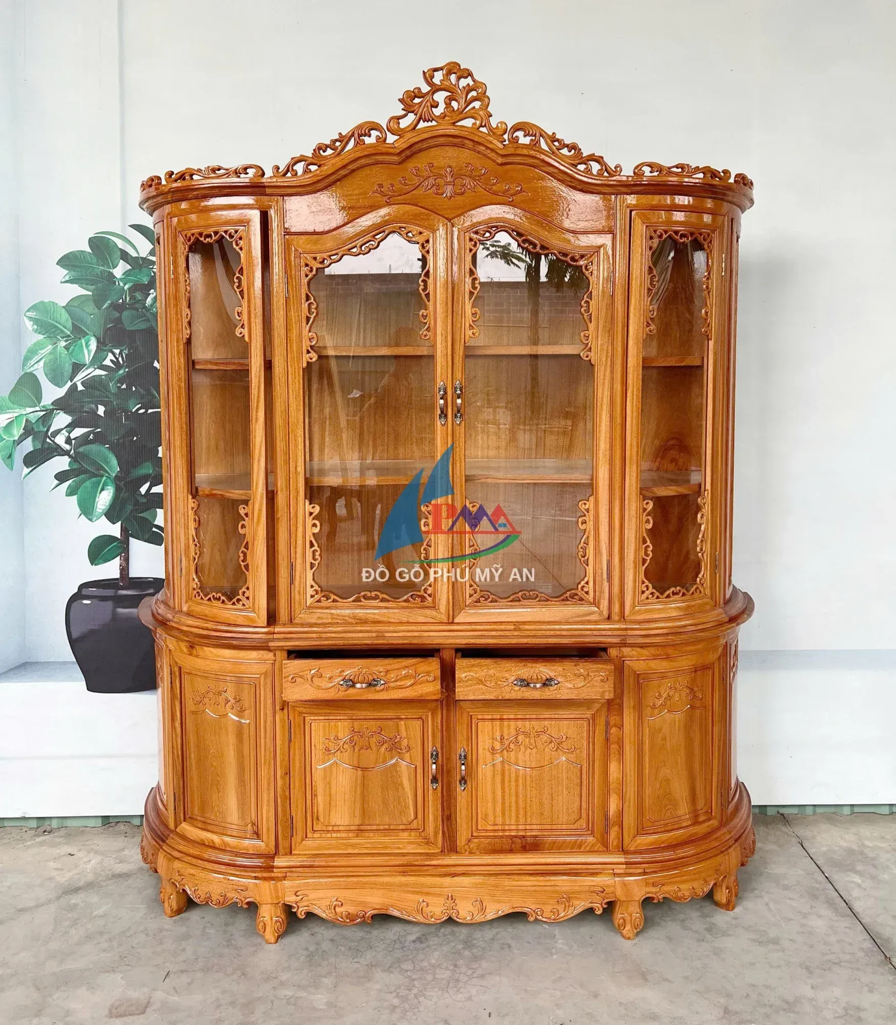 Tủ rượu gỗ gõ vòm 1m8