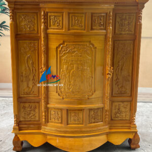 Tủ thờ căm xe 4 chân chạm