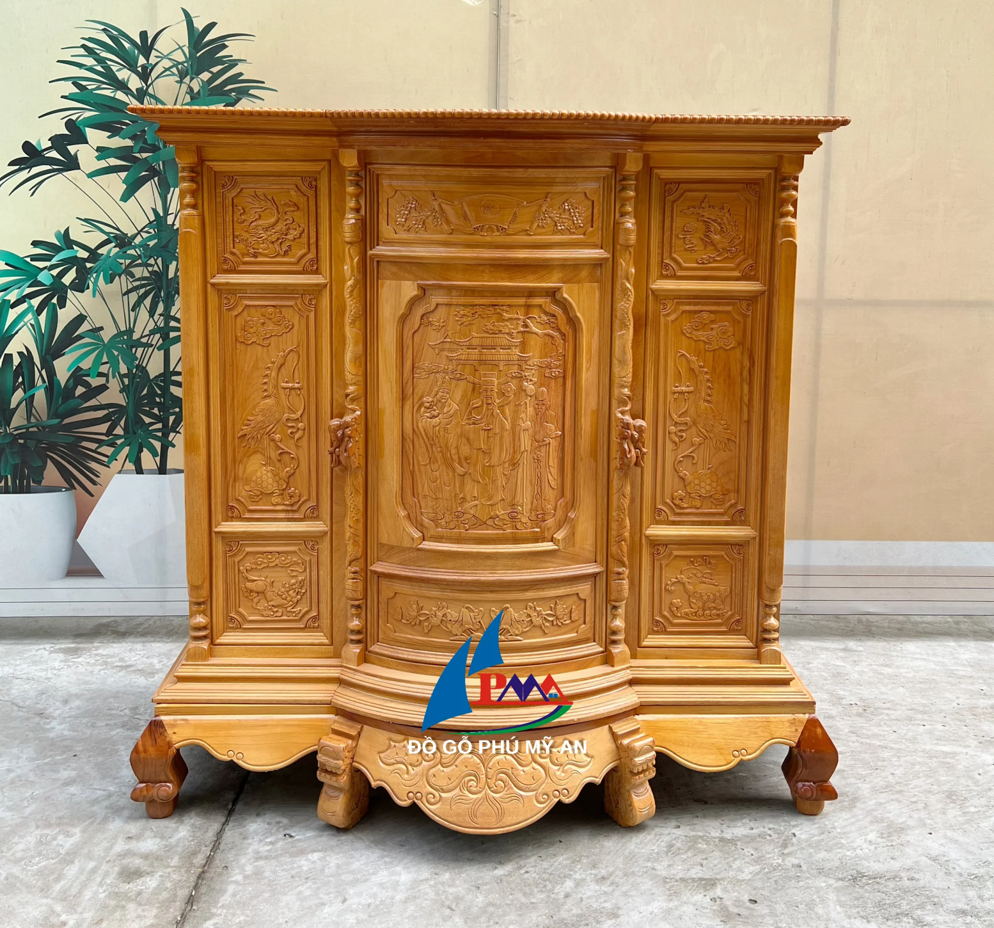 Tủ thờ căm xe phệ chạm 1m6