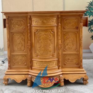 Tủ thờ gỗ gõ 1m8 chạm hậu gõ