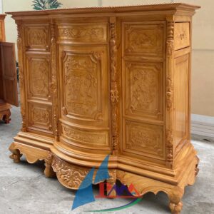 Alternative view of Tủ thờ gỗ gõ 1m8 chạm hậu gõ