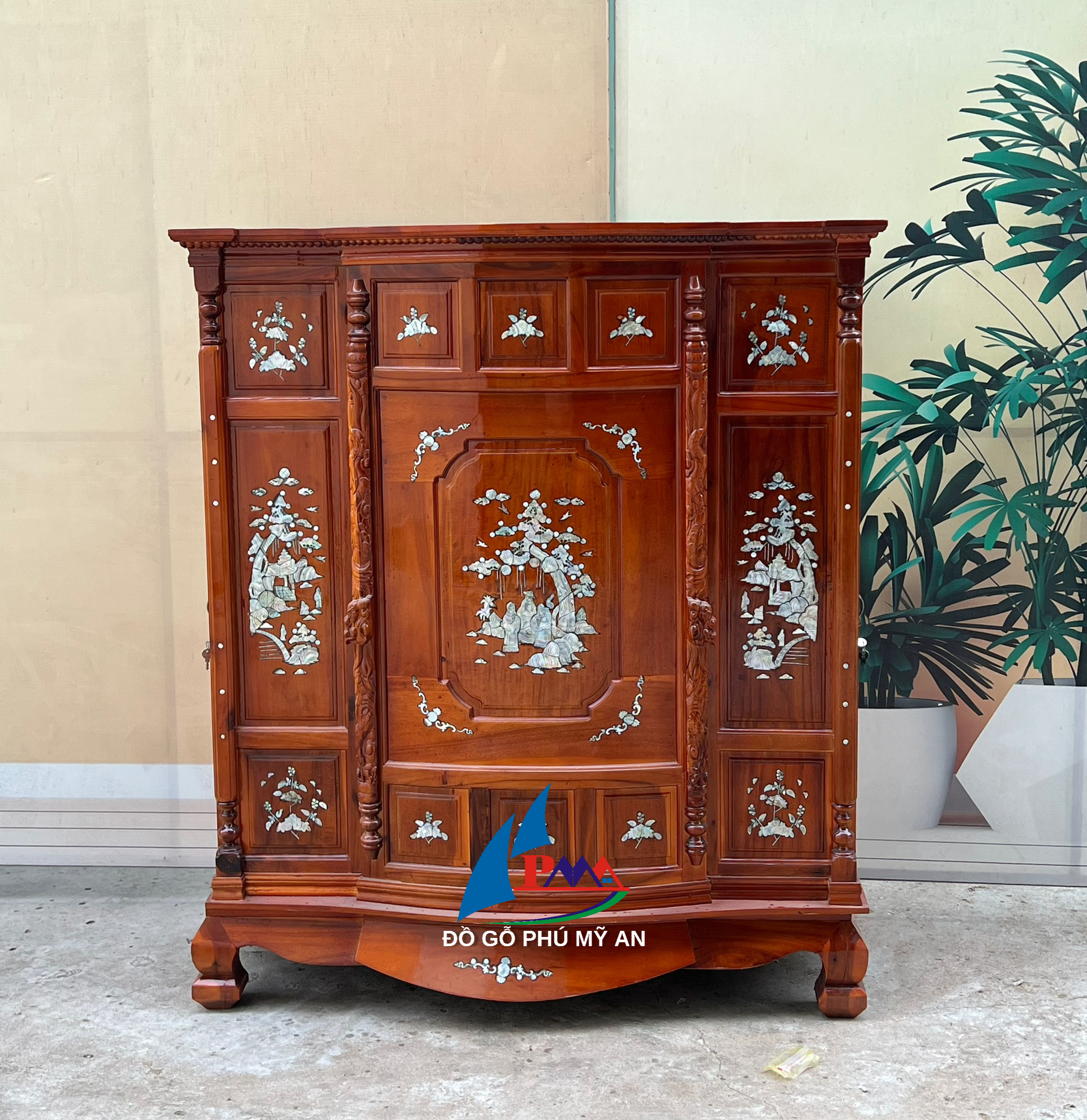 Tủ thờ tràm 4 chân cẩn