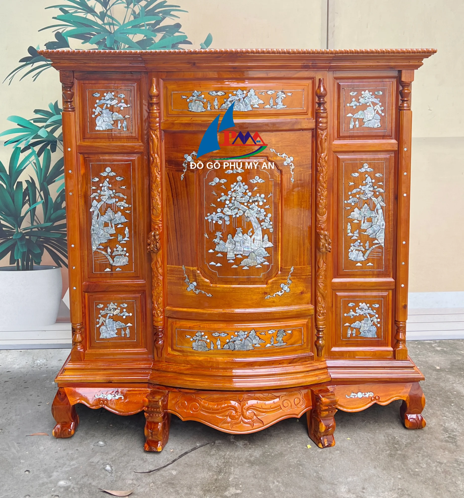 Tủ thờ tràm 6 chân cẩn