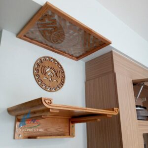 Trang treo tường gỗ sồi kèm tấm chắn khói