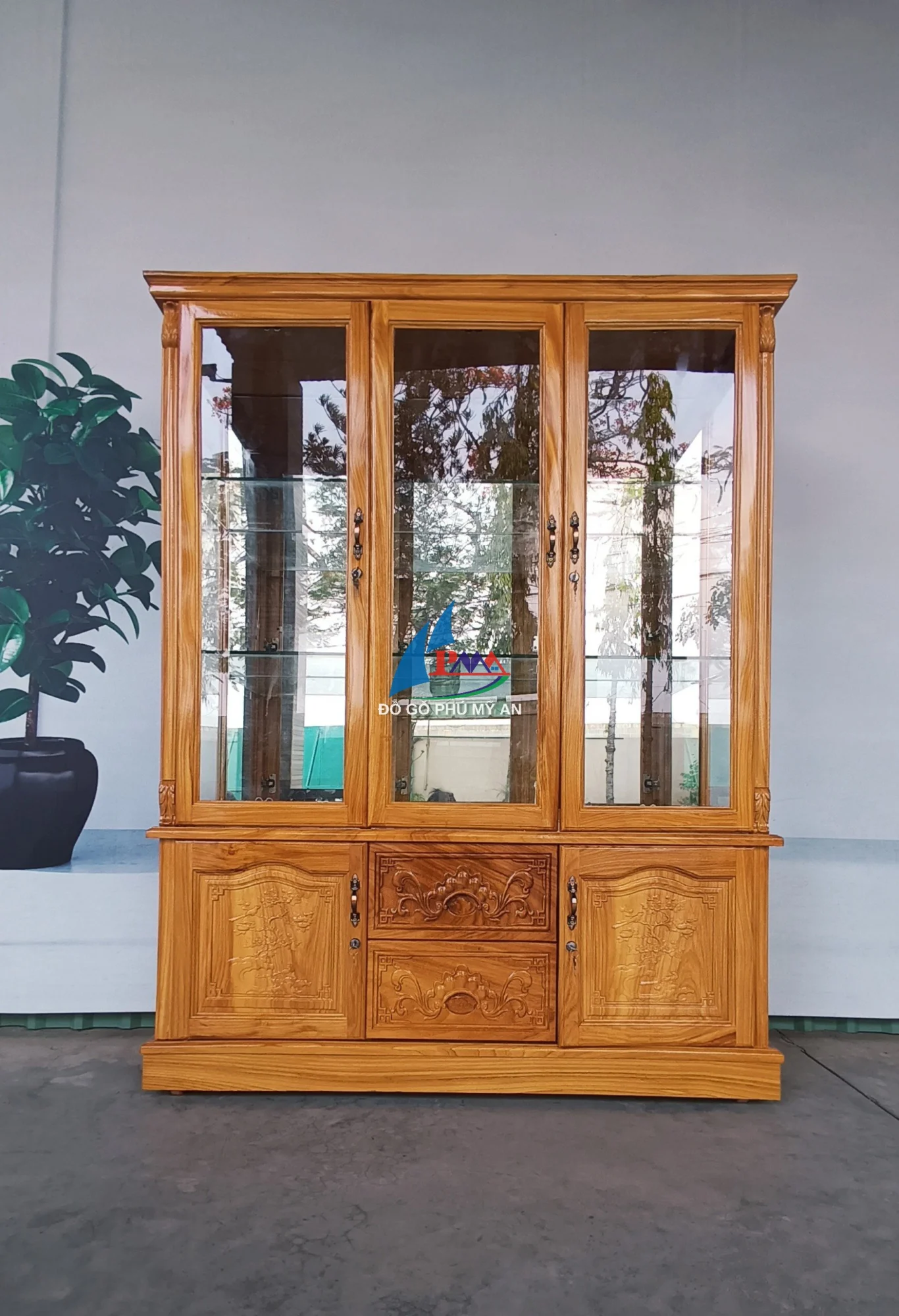Tủ rượu gỗ gõ vuông 1m4