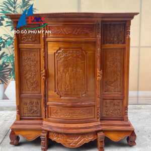 Tủ thờ căm xe 6 chân chạm