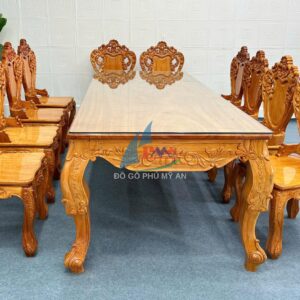 Bàn ăn gõ Luis 10 ghế