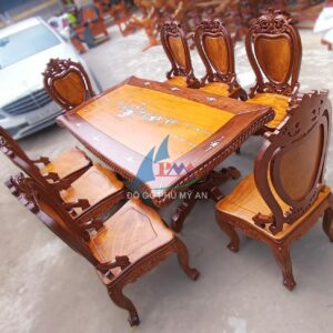 Alternative view of Bàn ăn căm xe bánh tây cẩn 8 ghế Luis