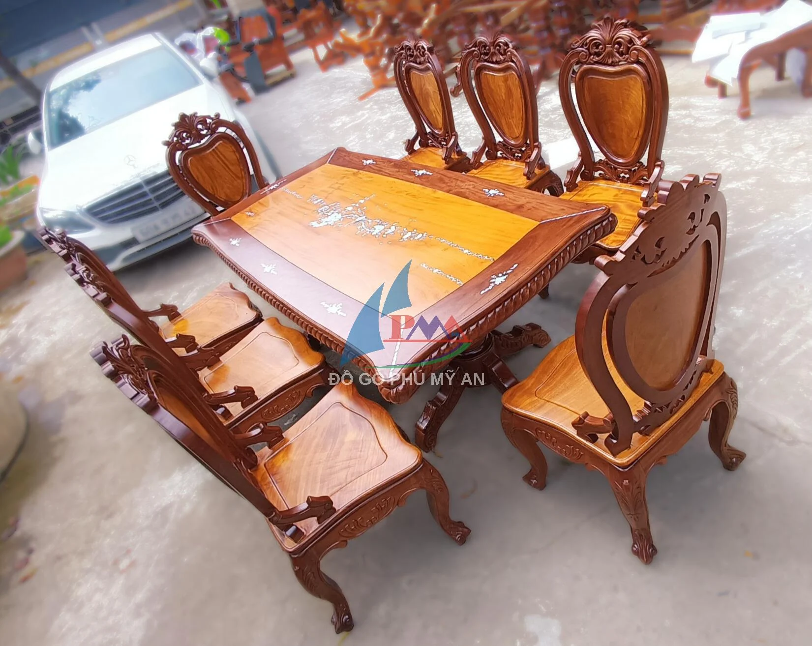 Alternative view of Bàn ăn căm xe bánh tây cẩn 8 ghế Luis