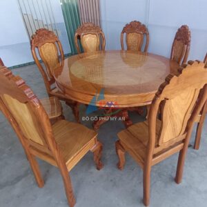 Bàn ăn căm xe tròn 8 ghế