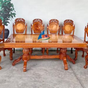 Bàn ăn căm xe vuông 8 ghế tướng