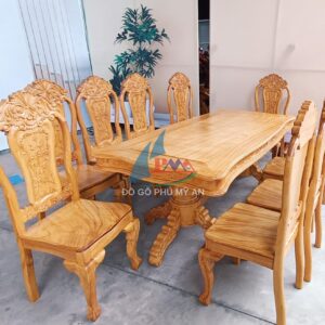 Bàn ăn gõ bánh tây 10 ghế