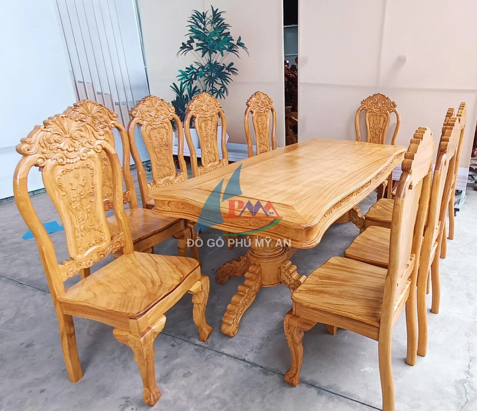 Bàn ăn gõ bánh tây 10 ghế