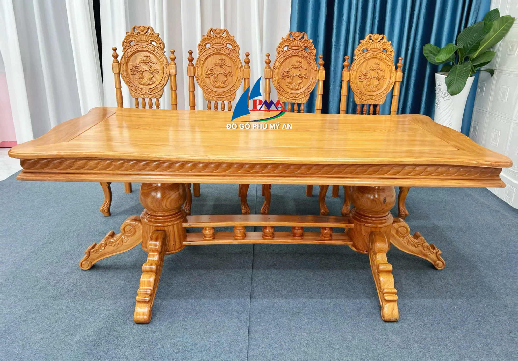 Alternative view of Bàn ăn gõ bánh tây 8 ghế tướng