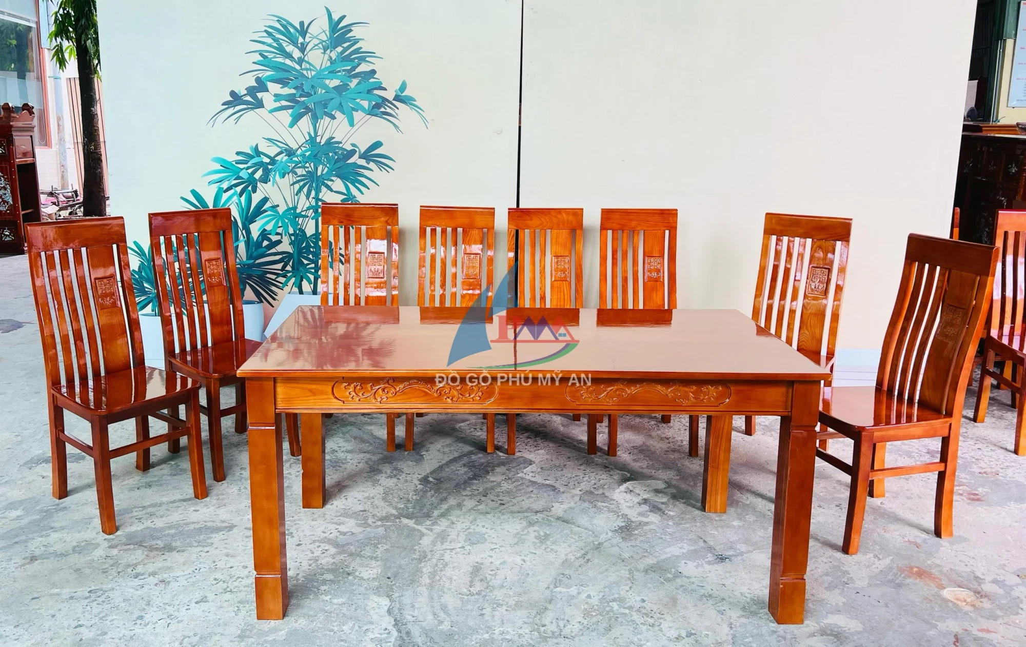 Bàn ăn sồi 8 ghế thọ