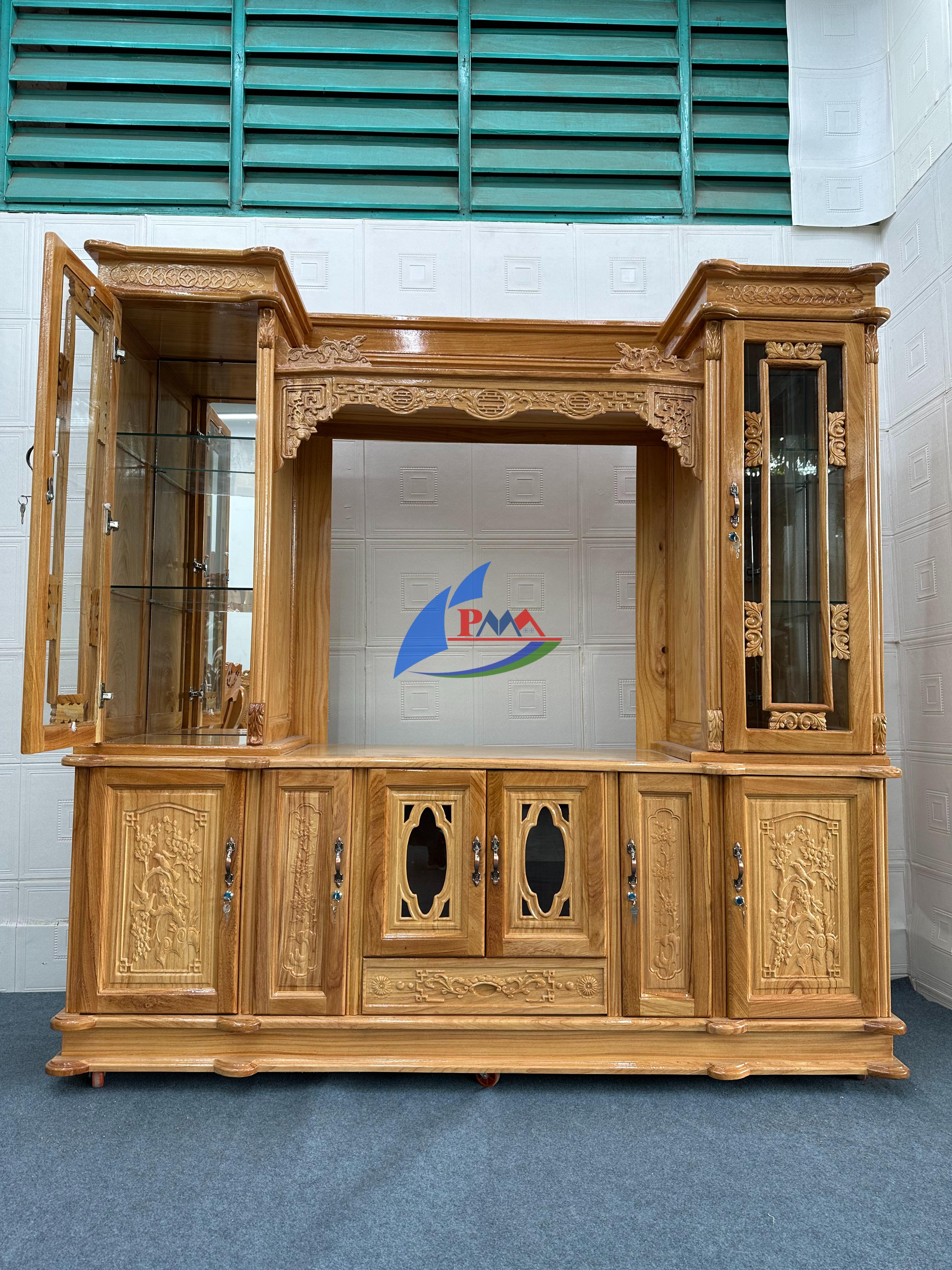 Gợi ý trang trí nội thất phòng khách đón Tết với các mẫu nội thất gỗ đẹp, tiện nghi