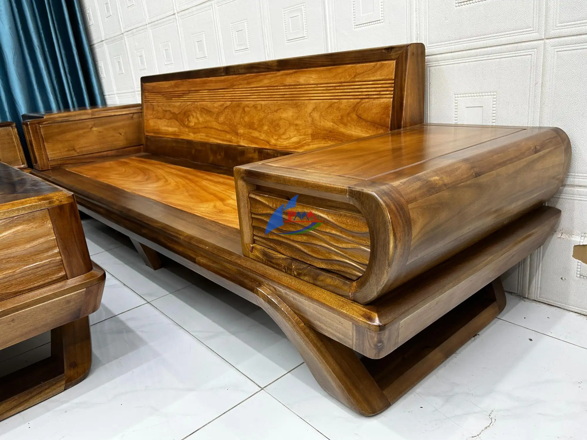 Sa Lông Gỗ Tràm Lõi Mặt Gõ 2 Băng Chân Thuyền