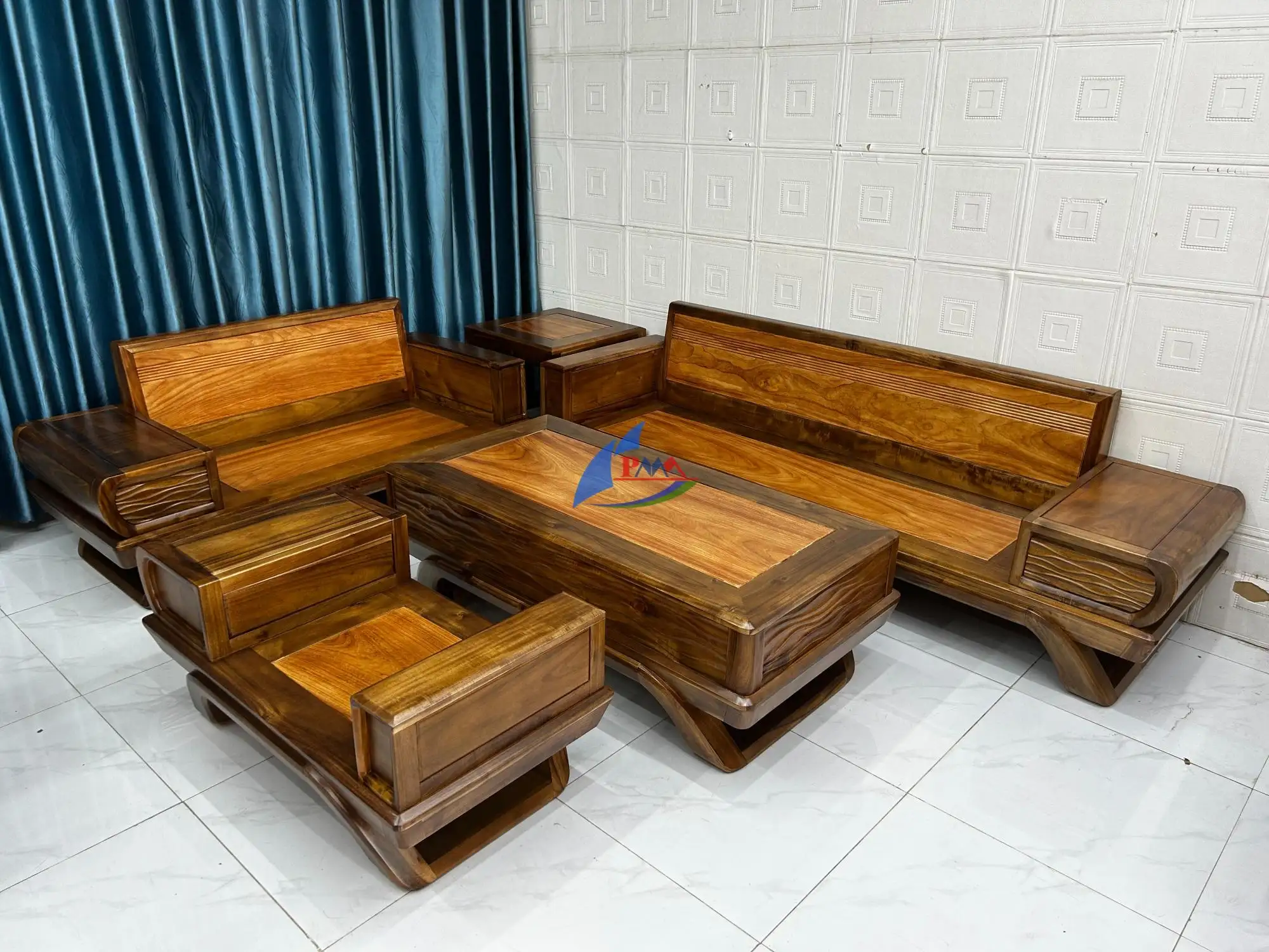 Sa Lông Gỗ Tràm Lõi Mặt Gõ 2 Băng Chân Thuyền