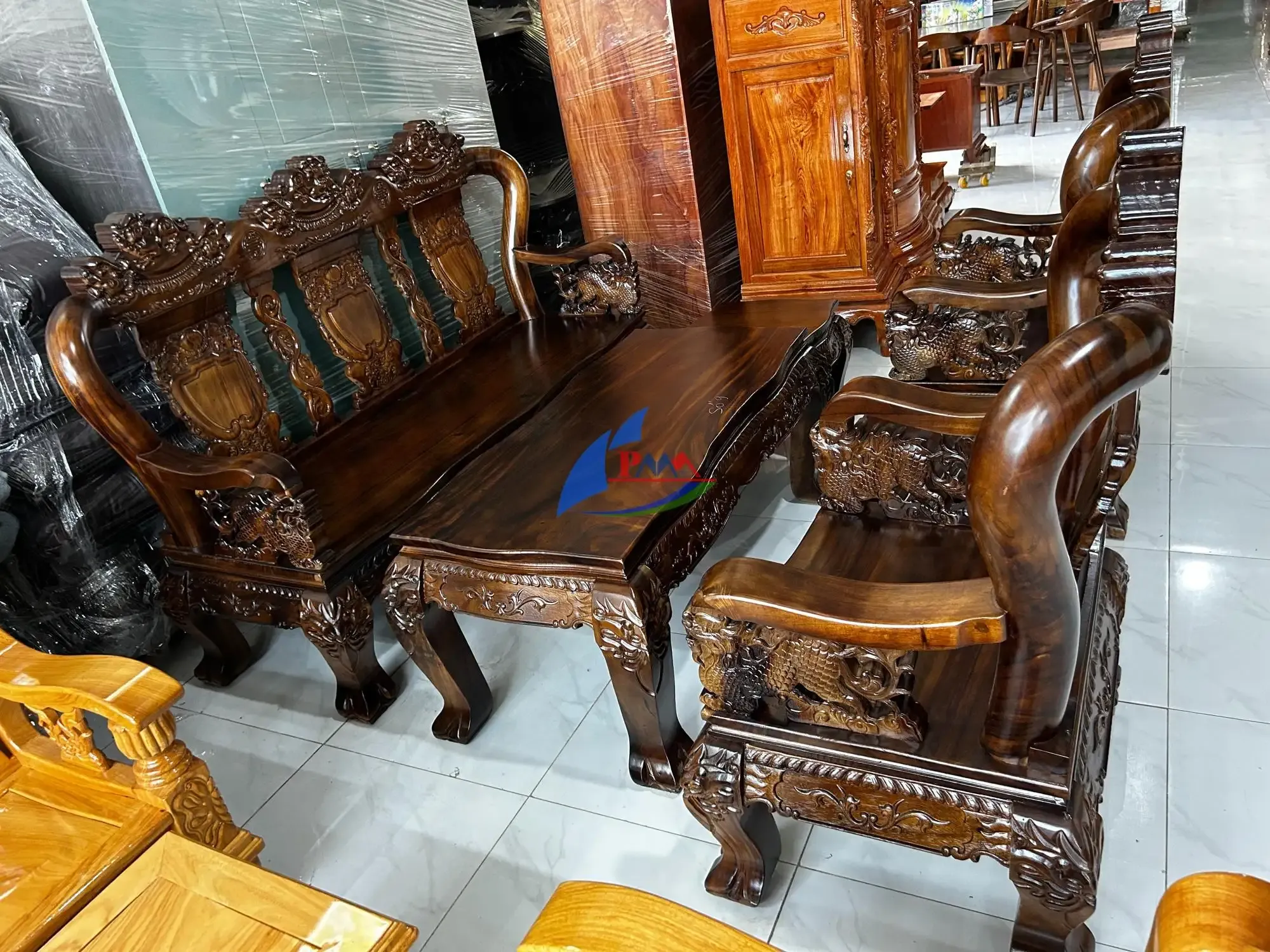 Sa Lông Gỗ - Triện 12 Me Tây Nghê Tay Rồng